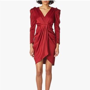 ASTR The Label Red Alma Long Sleeve Draped Mini Dress Women’s‎ Size Small